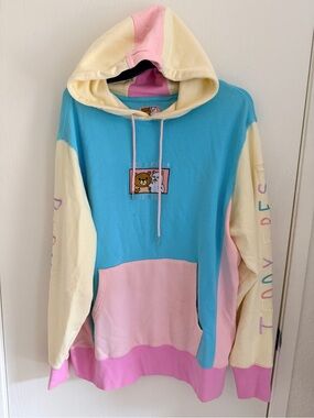 Teddy Fresh Pastel Blue Hoodie with Pink & Cream Accents